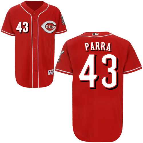 Manny Parra #43 MLB Jersey-Cincinnati Reds Men's Authentic Red Baseball Jersey